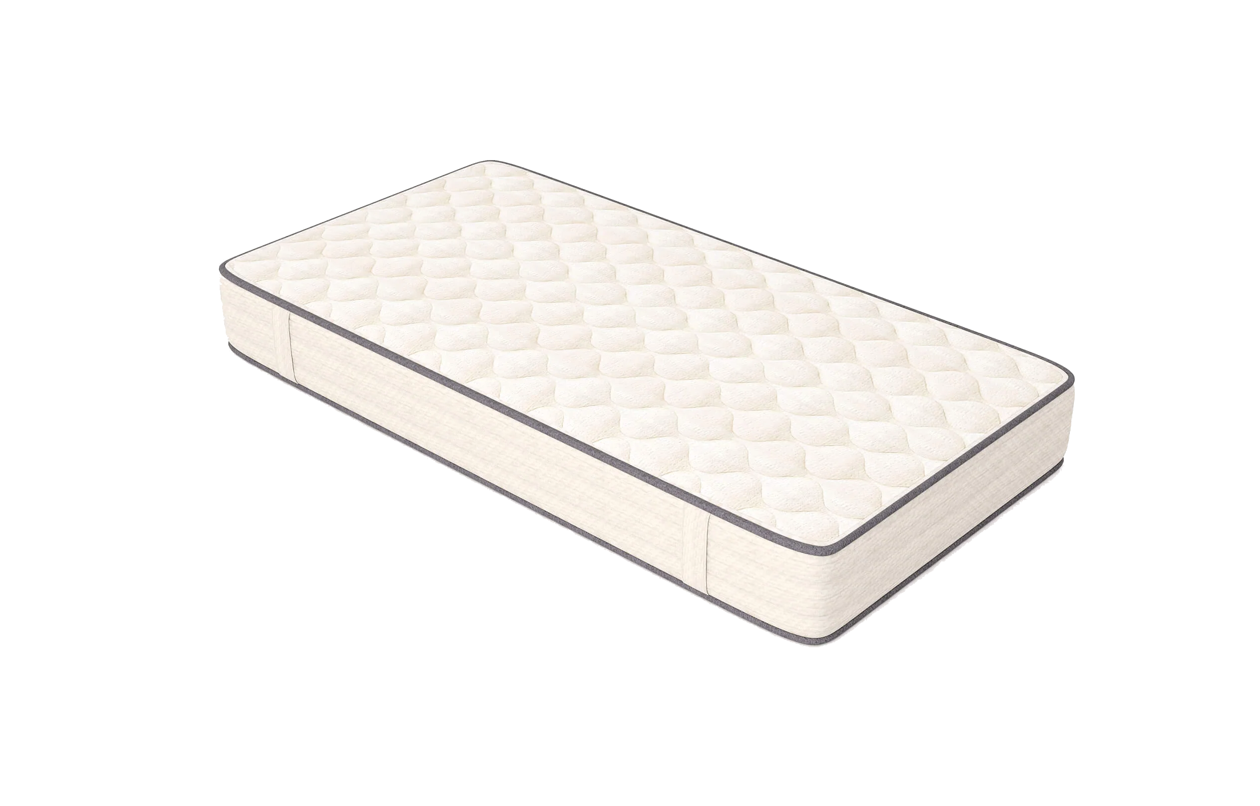 Mattress with quilted top and charcoal edge trim